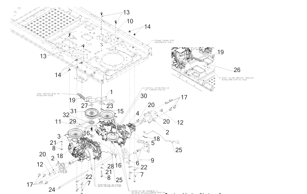 Drive Diagram and Parts List for RZT-SX46EFI (17RWCBYN210)(2018) Cub Cadet Lawn Tractor